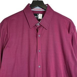 Butter Cloth Red Navy Blue Cotton Dress Shirt - XL